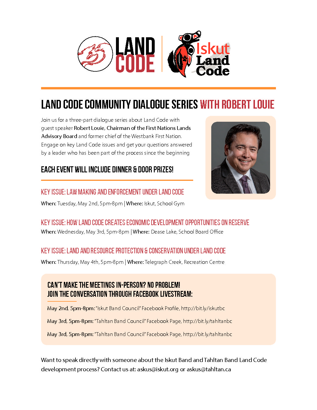 Upcoming Land Code Meetings (May 2,3,4)